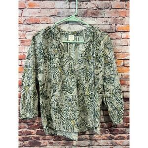 Roan + Ryan long sleeve cropped blue floral Cassidy raglan Women's Medium